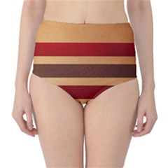 Vintage Striped Polka Dot Red Brown High-waist Bikini Bottoms by Mariart