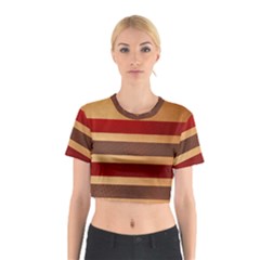 Vintage Striped Polka Dot Red Brown Cotton Crop Top by Mariart