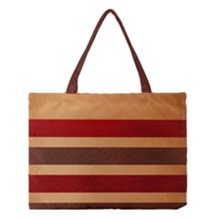 Vintage Striped Polka Dot Red Brown Medium Tote Bag by Mariart