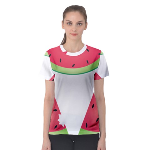 Watermelon Slice Red Green Fruite Women s Sport Mesh Tee by Mariart