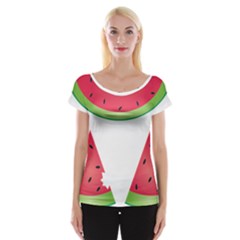 Watermelon Slice Red Green Fruite Women s Cap Sleeve Top by Mariart