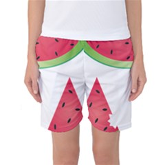 Watermelon Slice Red Green Fruite Women s Basketball Shorts by Mariart