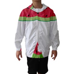 Watermelon Slice Red Green Fruite Hooded Wind Breaker (kids) by Mariart