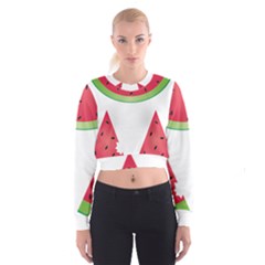 Watermelon Slice Red Green Fruite Cropped Sweatshirt by Mariart