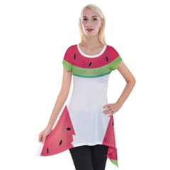 Watermelon Slice Red Green Fruite Short Sleeve Side Drop Tunic by Mariart