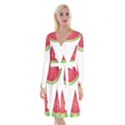 Watermelon Slice Red Green Fruite Long Sleeve Velvet Front Wrap Dress View1