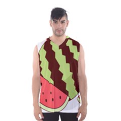 Watermelon Slice Red Green Fruite Circle Men s Basketball Tank Top by Mariart