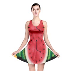 Watermelon Slice Red Orange Green Black Fruite Time Reversible Skater Dress by Mariart