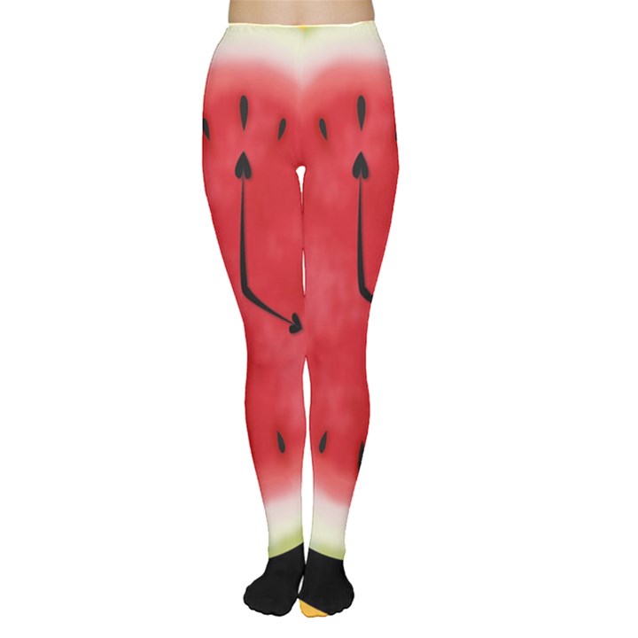 Watermelon Slice Red Orange Green Black Fruite Time Women s Tights