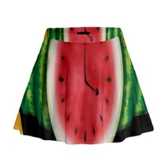 Watermelon Slice Red Orange Green Black Fruite Time Mini Flare Skirt by Mariart