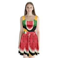 Watermelon Slice Red Orange Green Black Fruite Time Split Back Mini Dress  by Mariart