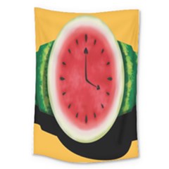 Watermelon Slice Red Orange Green Black Fruite Time Large Tapestry