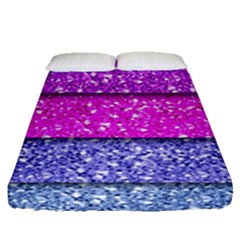 Violet Girly Glitter Pink Blue Fitted Sheet (queen Size) by Mariart