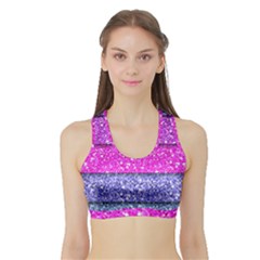 Violet Girly Glitter Pink Blue Sports Bra With Border by Mariart