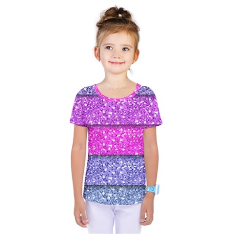 Violet Girly Glitter Pink Blue Kids  One Piece Tee by Mariart