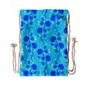 Vertical Floral Rose Flower Blue Drawstring Bag (Small) View2