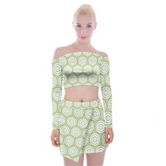 Wood Star Green Circle Off Shoulder Top With Skirt Set