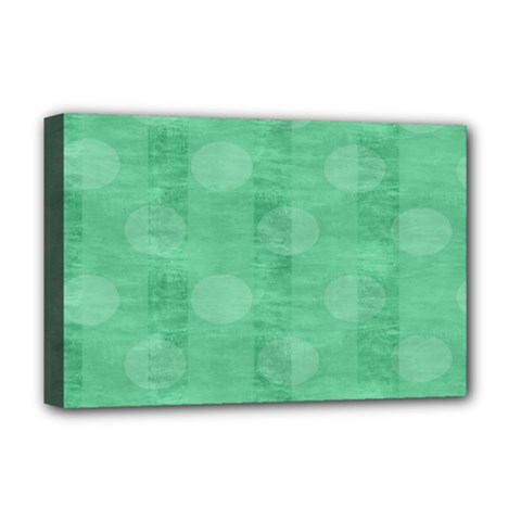 Polka Dot Scrapbook Paper Digital Green Deluxe Canvas 18  X 12   by Mariart