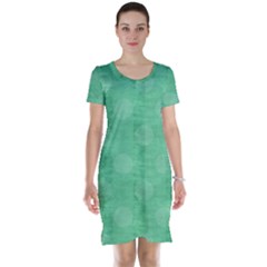 Polka Dot Scrapbook Paper Digital Green Short Sleeve Nightdress by Mariart