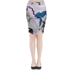 Wonderful Blue Parrot In A Fantasy World Midi Wrap Pencil Skirt by FantasyWorld7