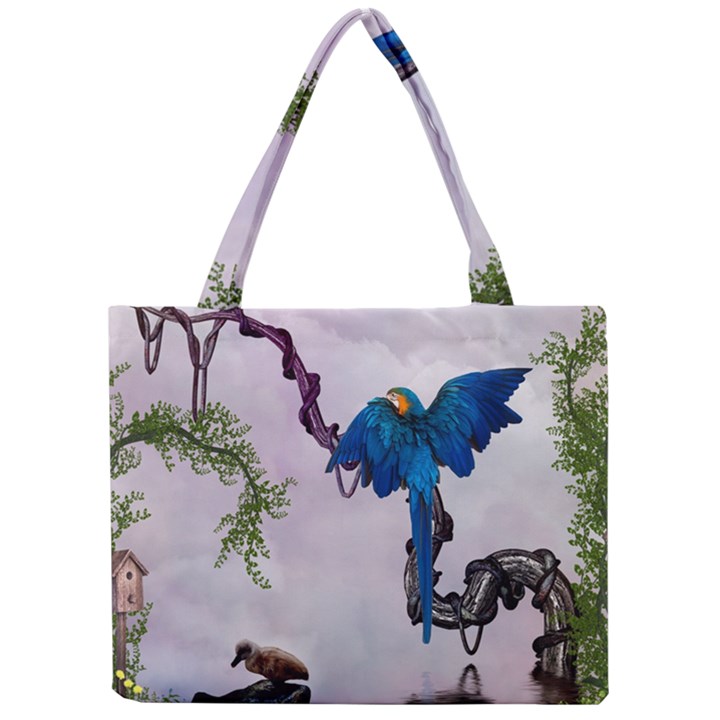 Wonderful Blue Parrot In A Fantasy World Mini Tote Bag