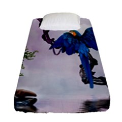 Wonderful Blue Parrot In A Fantasy World Fitted Sheet (single Size) by FantasyWorld7