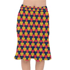 Red Blue Yellow Shapes Pattern            Short Mermaid Skirt