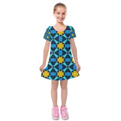 Stars Pattern           Kids  Short Sleeve Velvet Dress by LalyLauraFLM