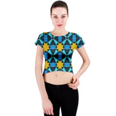 Stars Pattern       Crew Neck Crop Top by LalyLauraFLM