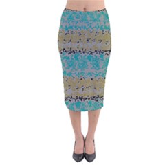 Blue Brown Waves         Velvet Pencil Skirt by LalyLauraFLM