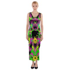 Jungle Life And Apples Fitted Maxi Dress by pepitasart