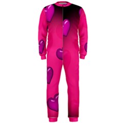 Pink Hearth Background Wallpaper Texture Onepiece Jumpsuit (men)  by Nexatart