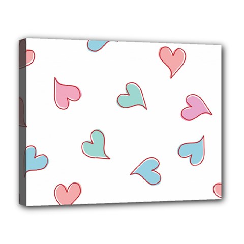 Colorful Random Hearts Canvas 14  X 11  by Nexatart