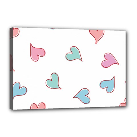 Colorful Random Hearts Canvas 18  X 12  by Nexatart