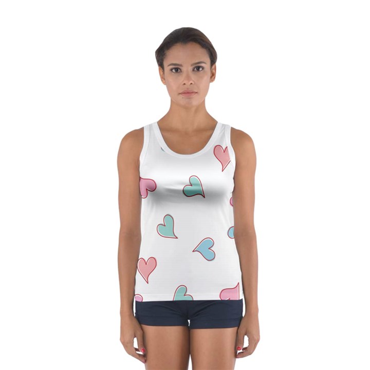 Colorful Random Hearts Women s Sport Tank Top 