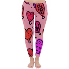 Valentine Wallpaper Whimsical Cartoon Pink Love Heart Wallpaper Design Classic Winter Leggings