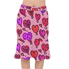 Valentine Wallpaper Whimsical Cartoon Pink Love Heart Wallpaper Design Mermaid Skirt by Nexatart