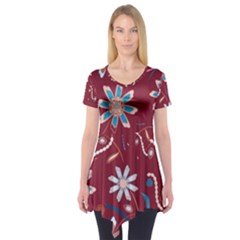 Floral Seamless Pattern Vector Short Sleeve Tunic  by Nexatart