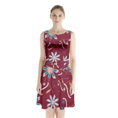 Floral Seamless Pattern Vector Sleeveless Chiffon Waist Tie Dress by Nexatart