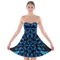 Blue Snowflake Strapless Bra Top Dress by Nexatart