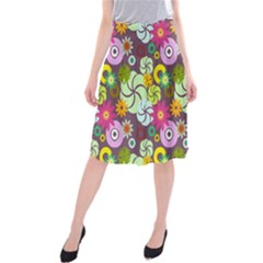 Floral Seamless Pattern Vector Midi Beach Skirt by Nexatart