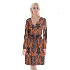 Digital Kaleidoskop Computer Graphic Long Sleeve Velvet Front Wrap Dress