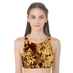 Abstract Brachiate Structure Yellow And Black Dendritic Pattern Tank Bikini Top