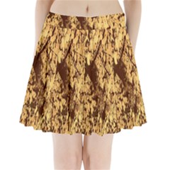 Abstract Brachiate Structure Yellow And Black Dendritic Pattern Pleated Mini Skirt by Nexatart