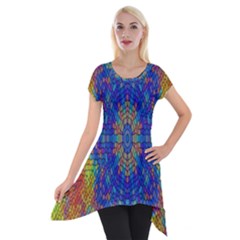 A Creative Colorful Backgroun Short Sleeve Side Drop Tunic