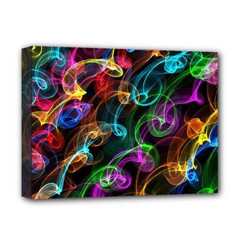 Rainbow Ribbon Swirls Digitally Created Colourful Deluxe Canvas 16  X 12   by Nexatart