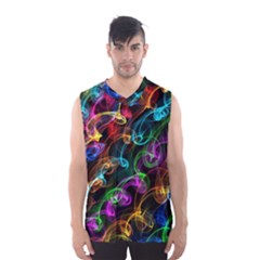 Rainbow Ribbon Swirls Digitally Created Colourful Men s Basketball Tank Top by Nexatart