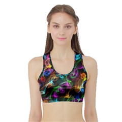 Rainbow Ribbon Swirls Digitally Created Colourful Sports Bra With Border by Nexatart