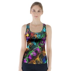 Rainbow Ribbon Swirls Digitally Created Colourful Racer Back Sports Top by Nexatart