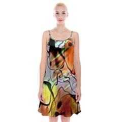 Abstract Pattern Texture Spaghetti Strap Velvet Dress